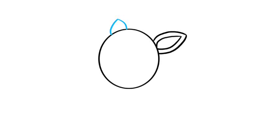 步骤3：绘制另一个较小的局部泪滴形状，将其余的耳朵包起来。