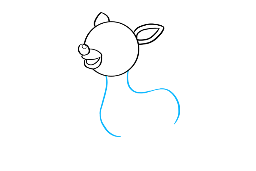 步骤5：使用曲线勾勒出脖子和身体的轮廓。