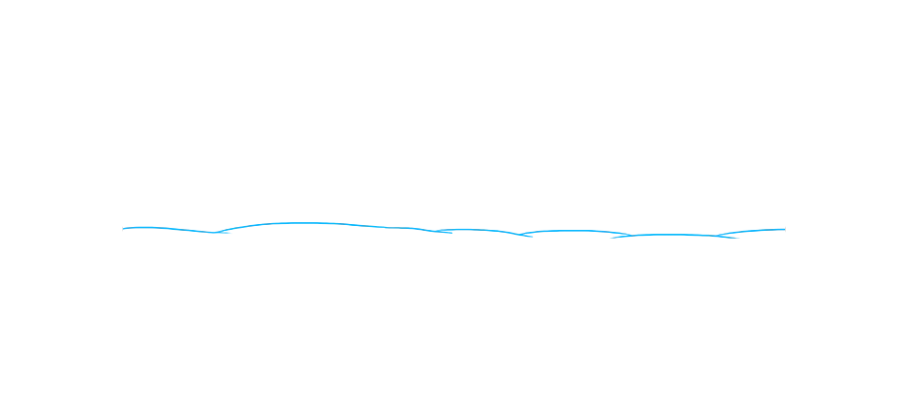 步骤1：首先在地平线上画草图。使用长和短的笔触，使线条稍微重叠。这将使地面上积雪的纹理不均匀。