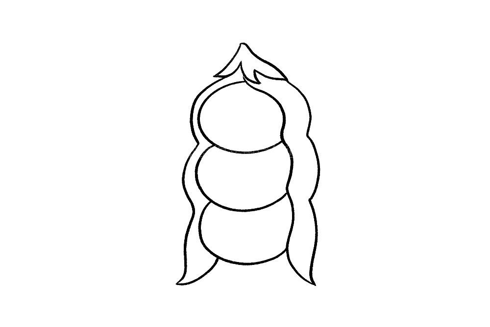 步骤4：接着，给豌豆头顶加一个“小帽子”