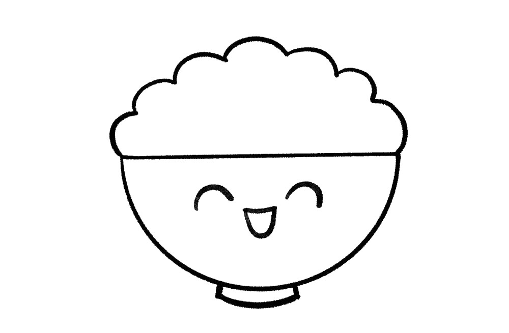 步骤5：接着，在碗上画上开心的表情