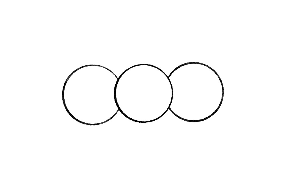 步骤2：接着在它的两侧的圆。