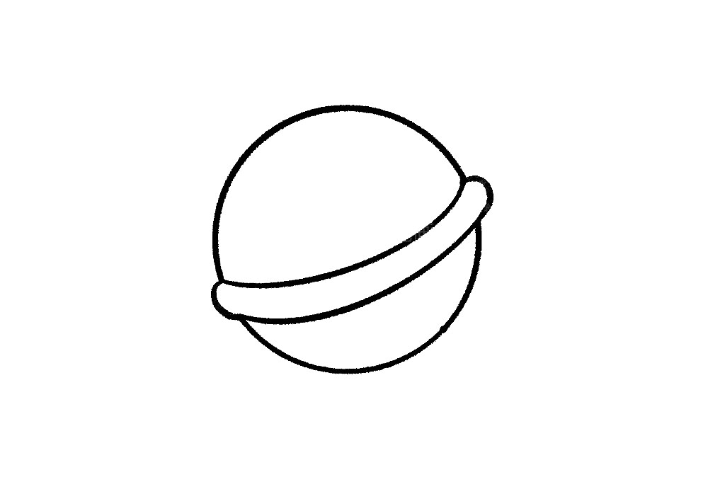 步骤3：接着，左右画两个小括号将上下两个半圆连接起来，一个糖果就画好啦