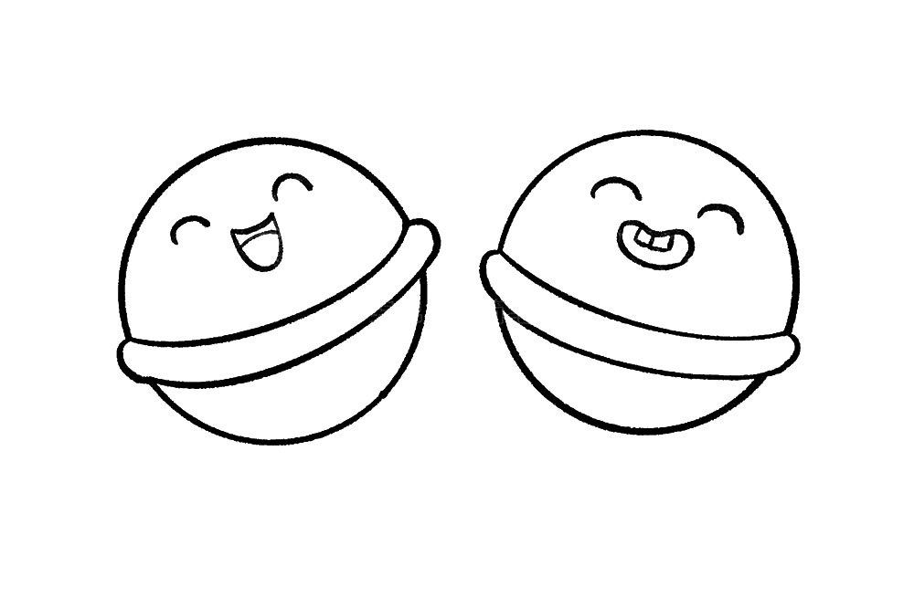 步骤5：我们在两个糖果里面画上可爱的表情