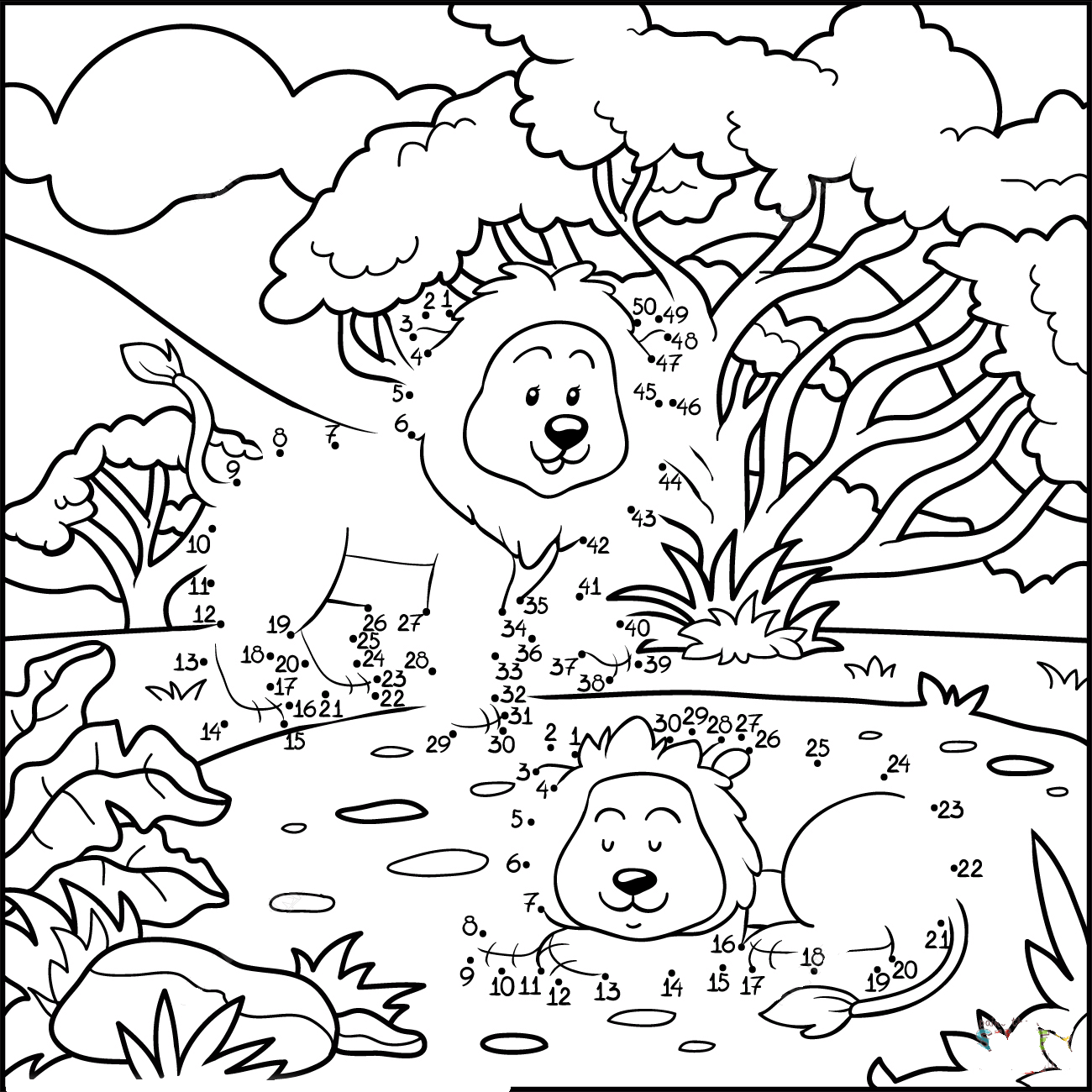 狮子连线画图片素材