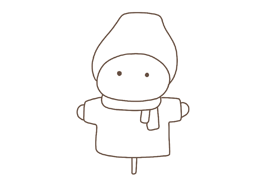 步骤3：画出帽子和眼睛。