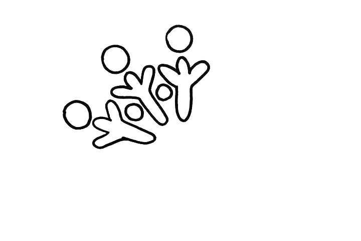 步骤1：首先在我们画出雪花的角，先画出三个，形状有点像枝丫，在角的上方画上圆圈。