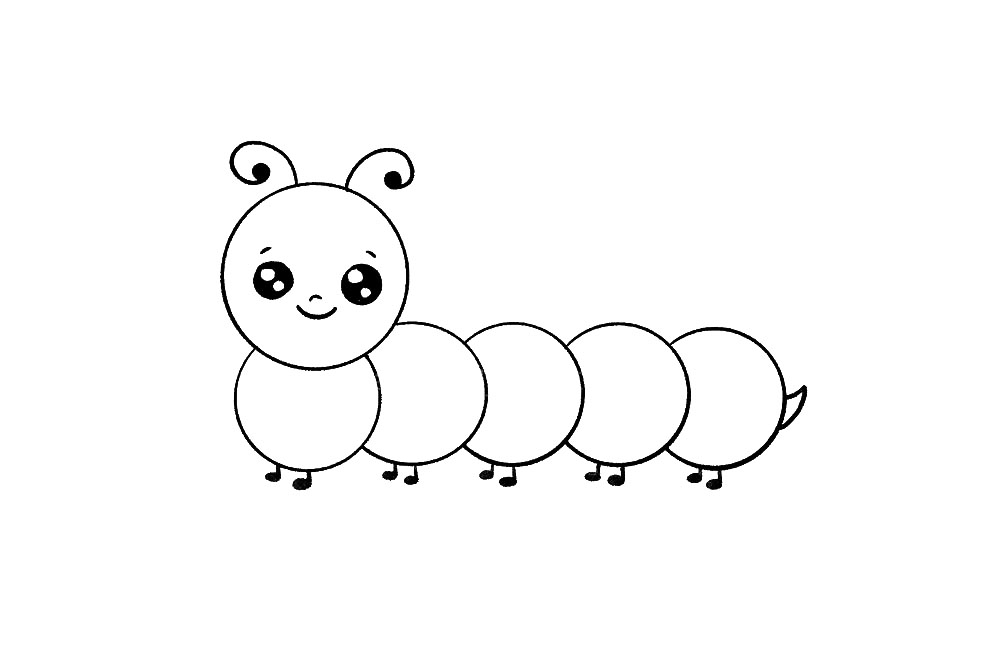 步骤7：给毛毛虫加上小小的脚脚