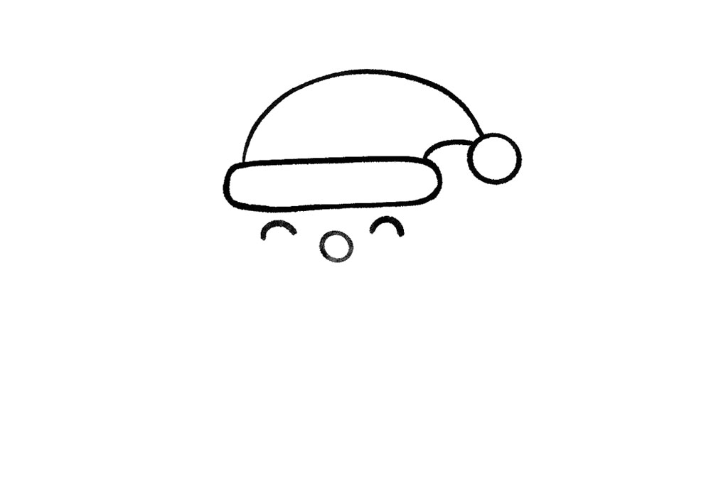 步骤3：然后，画出圣诞老人萌萌的表情