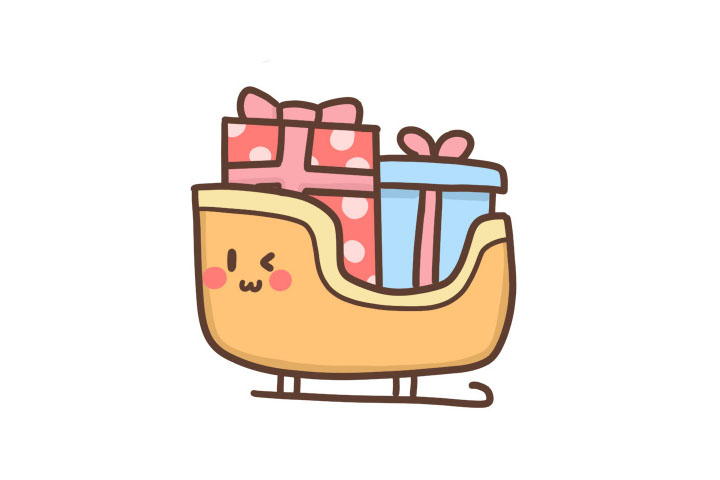 四步画可爱圣诞雪橇