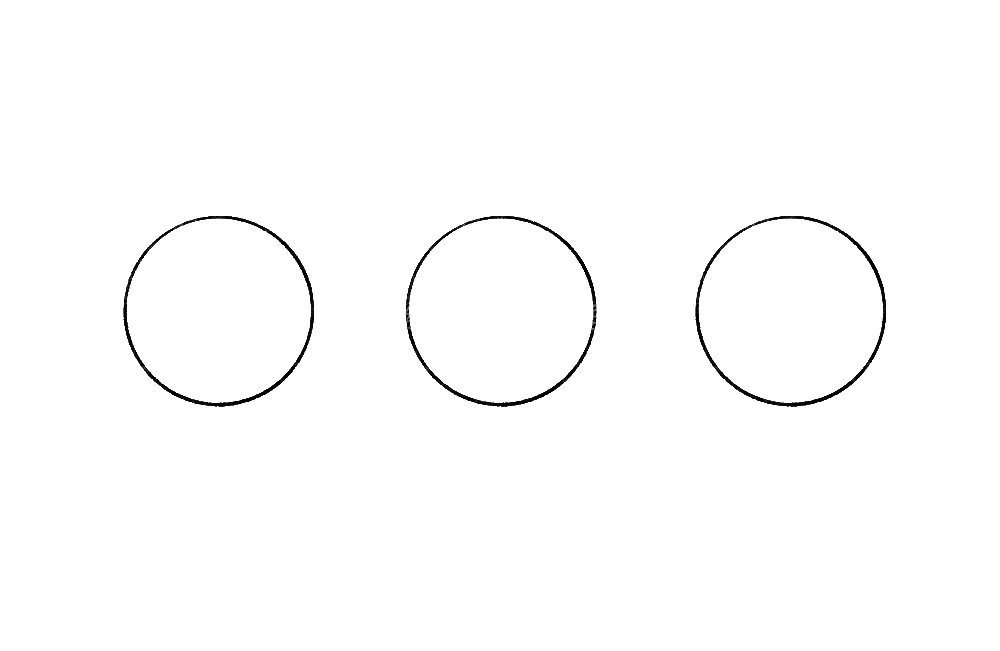 步骤1：首先，借助圆形工具画三个圆
