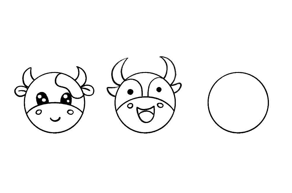 步骤6：注意除了五官和表情有区别以外，耳朵和犄角也不一样哦。