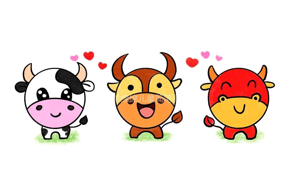 圆形画小牛简笔画画法教程