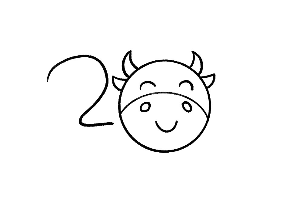 步骤4：然后，如下图方式，用双线写数字2。