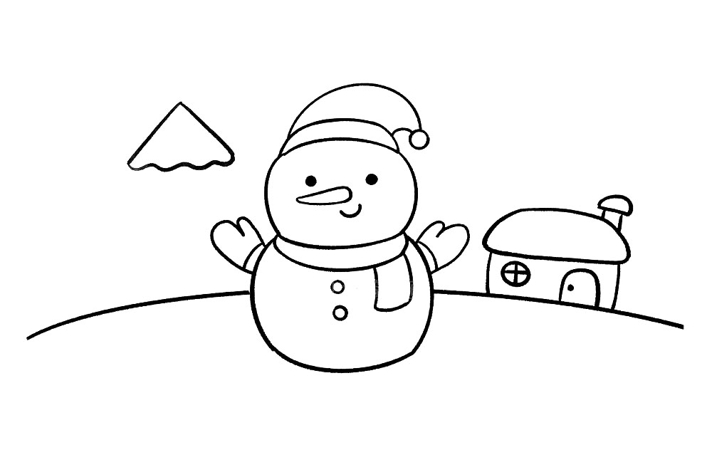 步骤8：在雪人的另一边画出松树