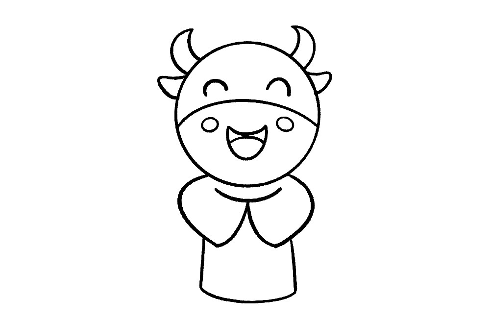 步骤6：小牛的衣服就画好啦。