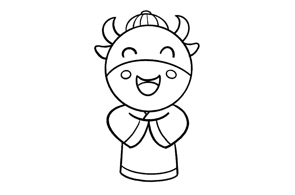 步骤8：再用半圆画一个小帽子。