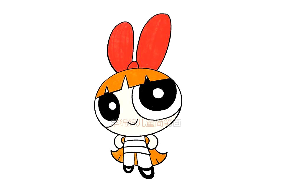 步骤14：接着，用橙色涂满蝴蝶结