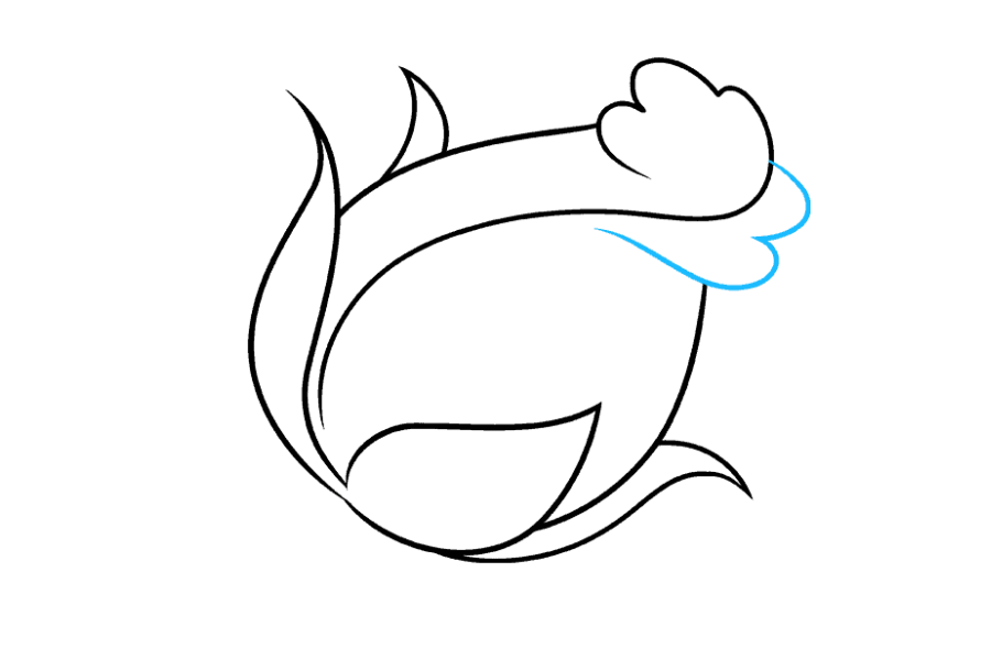 步骤6：画一对“ U”形线以形成芽的其余“唇”并完全包围花的轮廓。