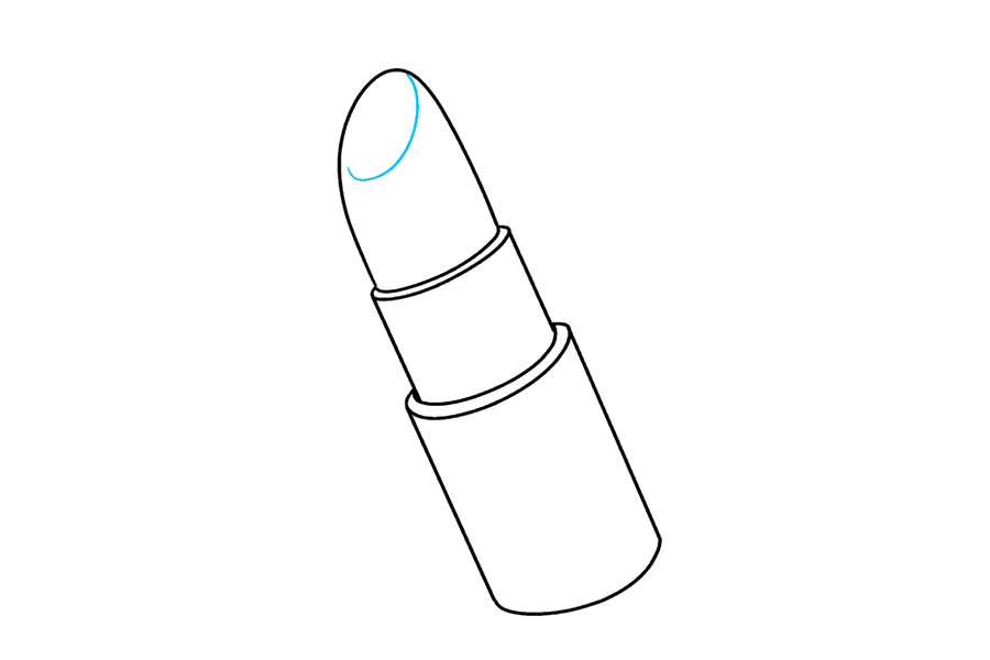 步骤8：在唇膏的尖端附近画一条“ C”形的线。这勾勒出了涂在嘴唇上的平坦表面。