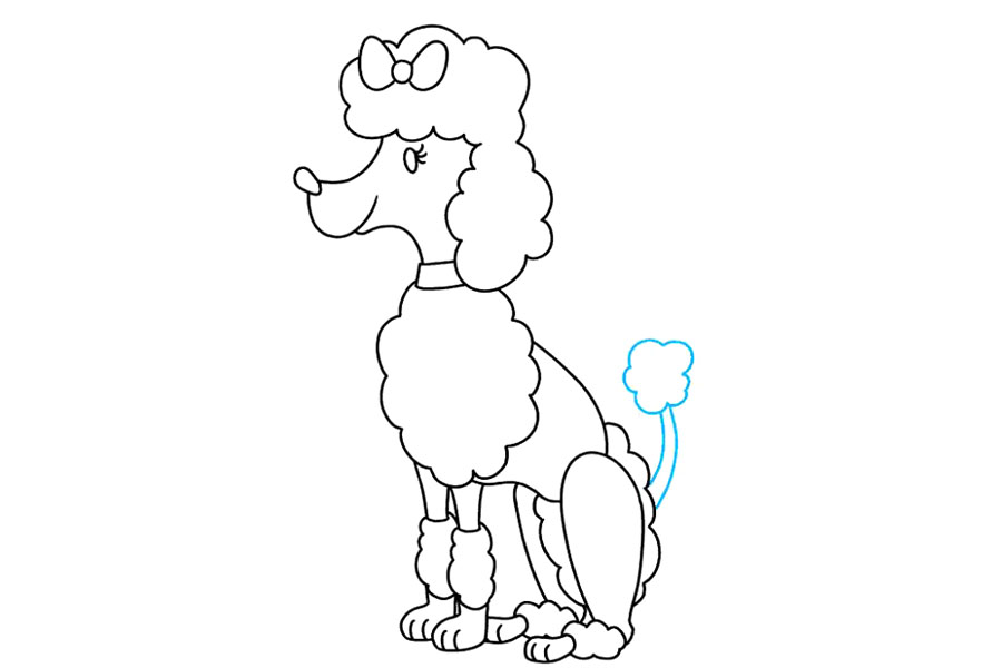 步骤9：延伸两条曲线形成尾巴。将它们的末端连接成圆形，云状。