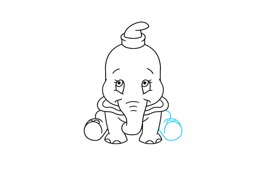 步骤8：使用曲线勾勒出其余的后腿，即第一条腿的镜像。