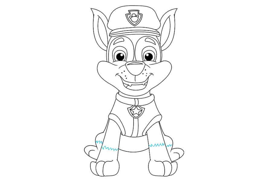 步骤9：在每个爪子上方画一条锯齿线。