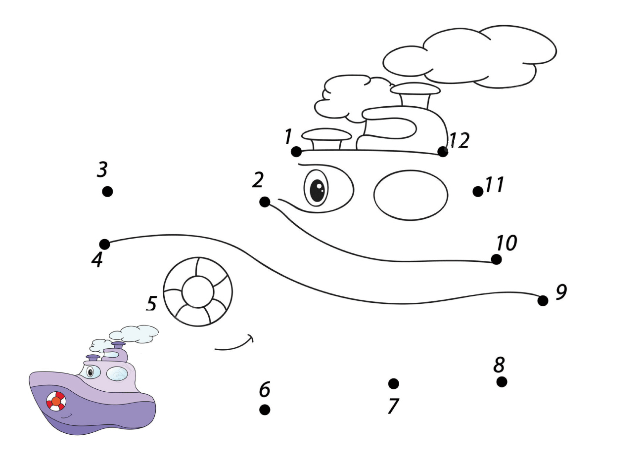 卡通轮船连线画图片素材