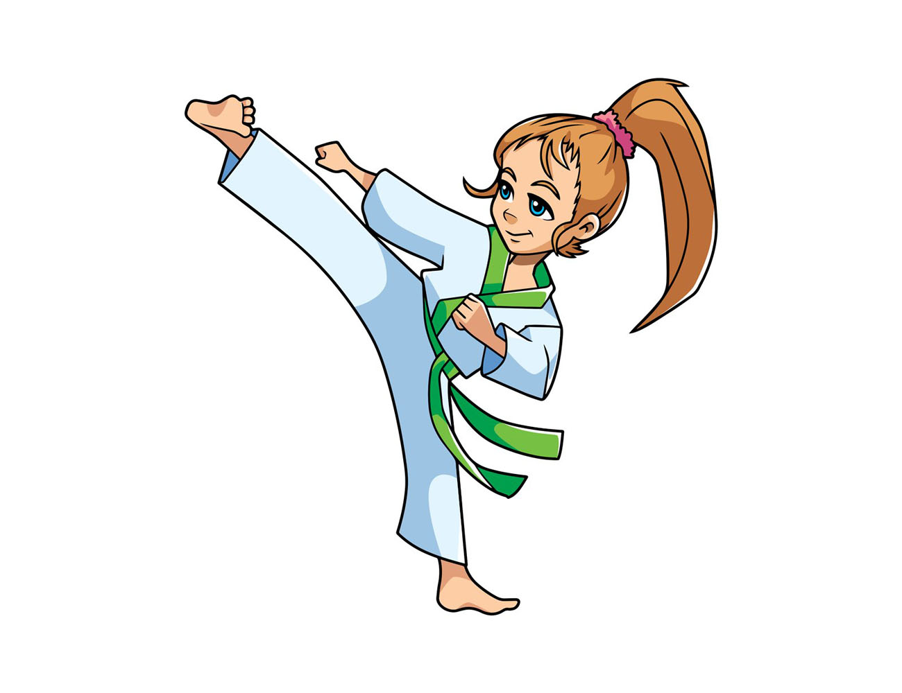 练空手道的男孩和女孩简笔画-图4