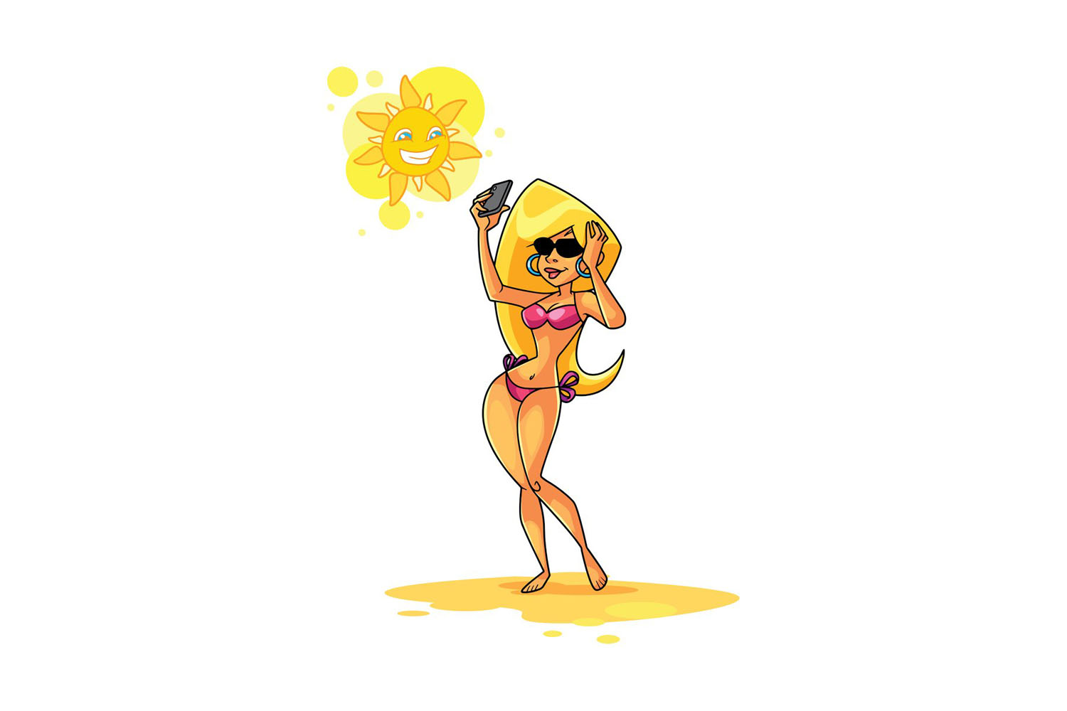 海滩上穿比基尼的女人简笔画-图2