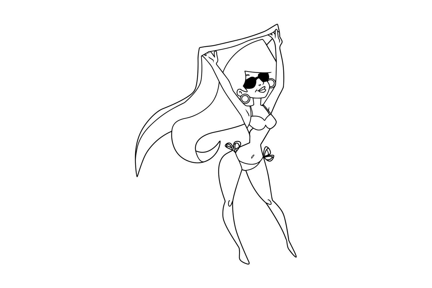 海滩上穿比基尼的女人简笔画-图5