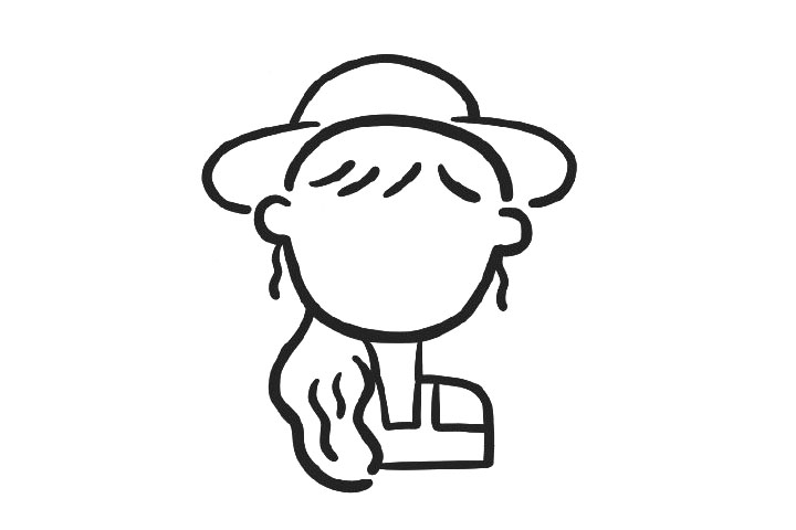 戴帽子的小女孩简笔画画法-图3
