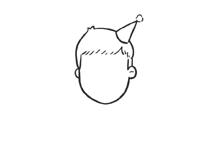 戴圣诞帽的小男孩简笔画-图2