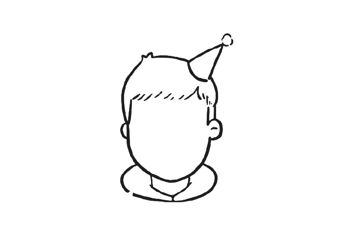 戴圣诞帽的小男孩简笔画-图3