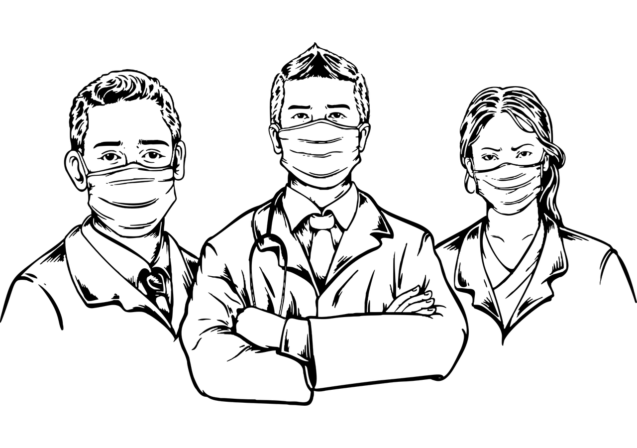 五张抗疫医护人员线稿图片-图3