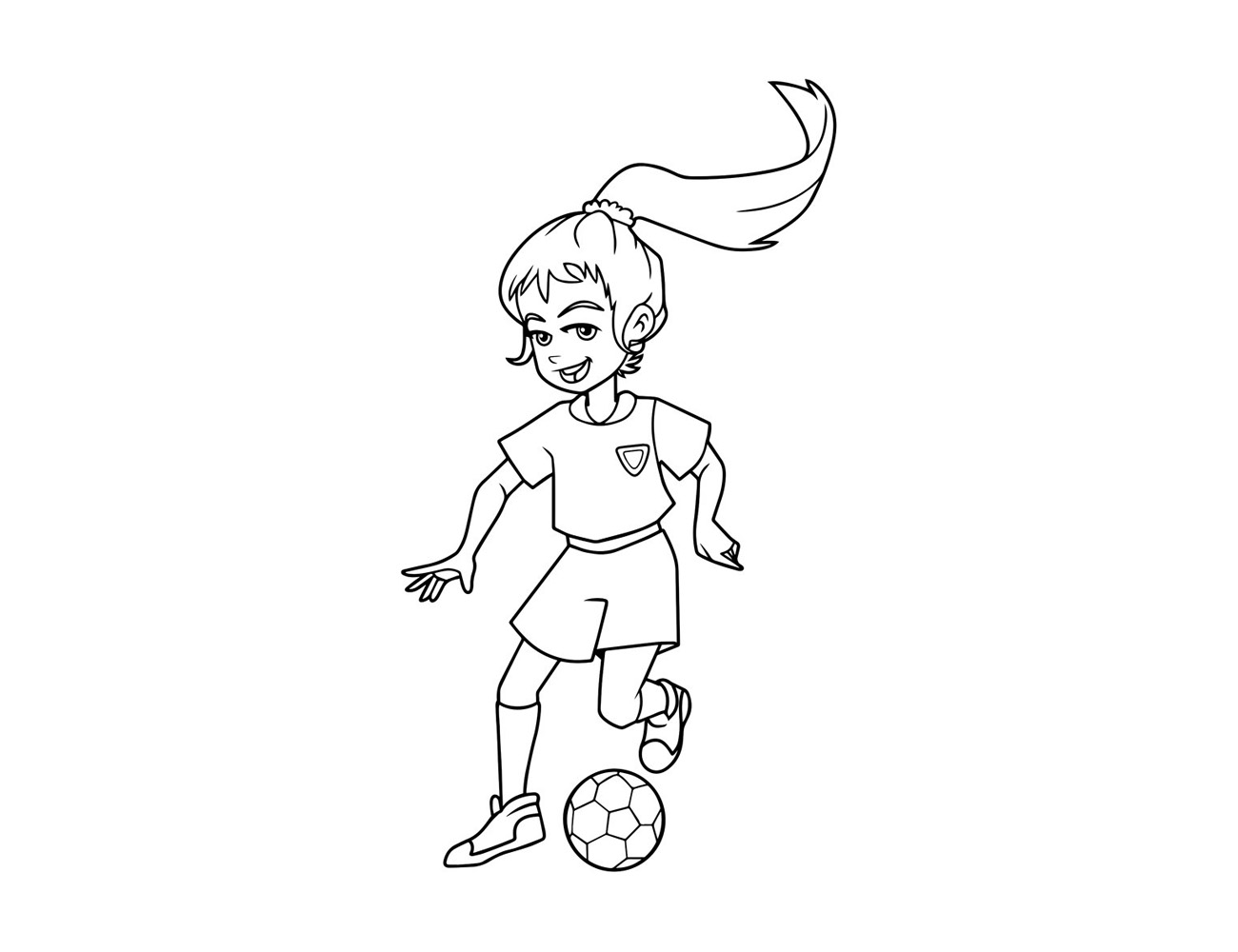 踢足球的女孩简笔画图片-图1
