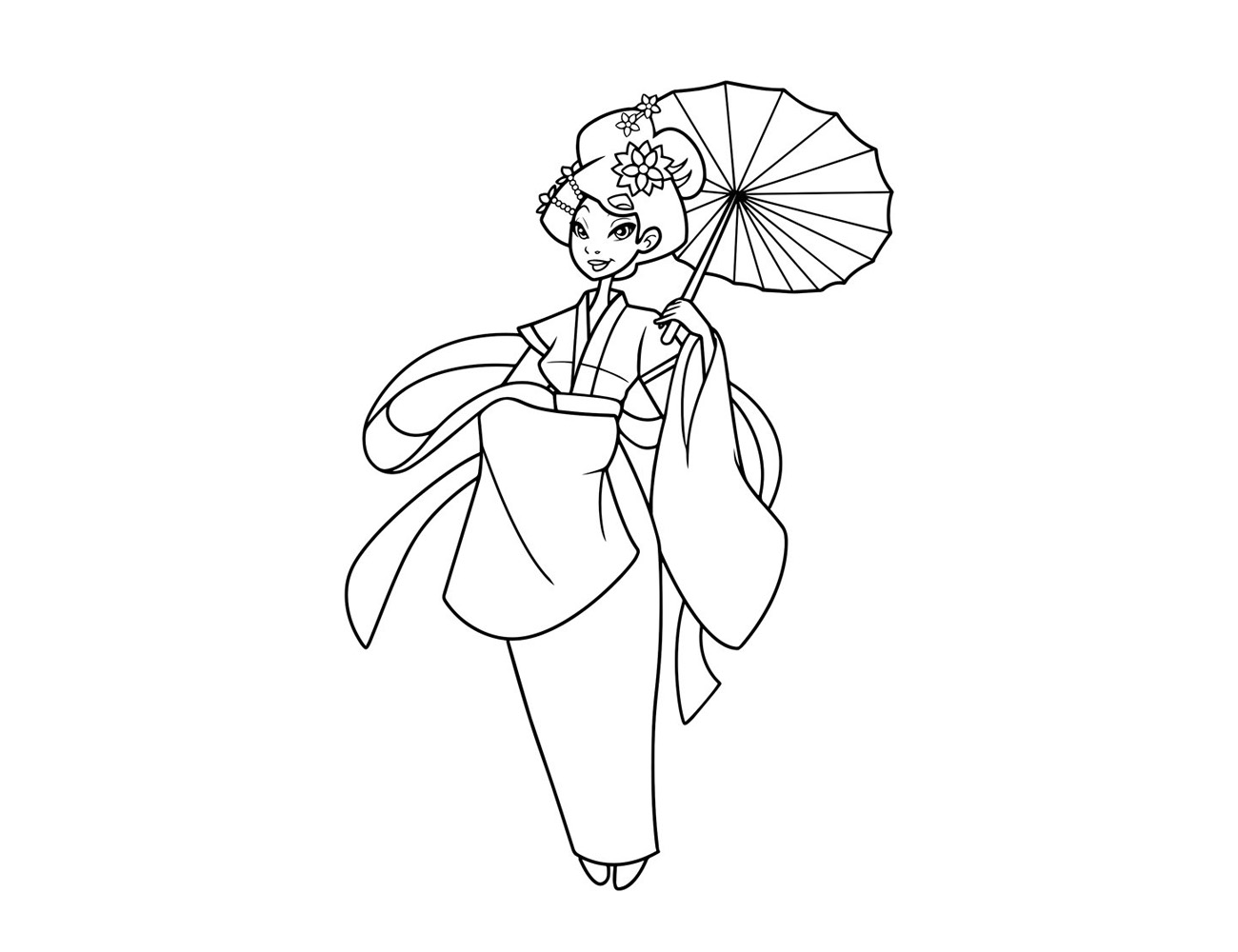 日本和服女人线稿图片-图1