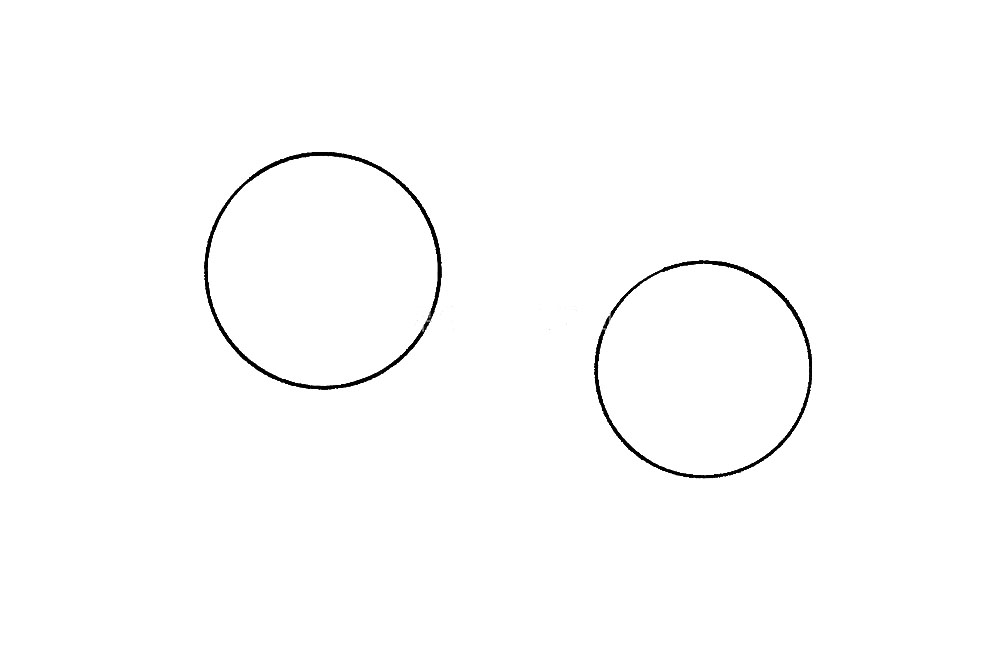 步骤1：首先，借助圆形工具画两个圆