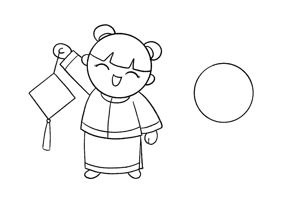 步骤7：再画上小裙子，是不是很喜庆？