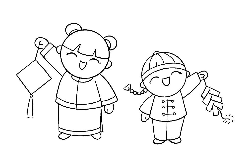 步骤13：画小男孩的小辫和衣服的细节。