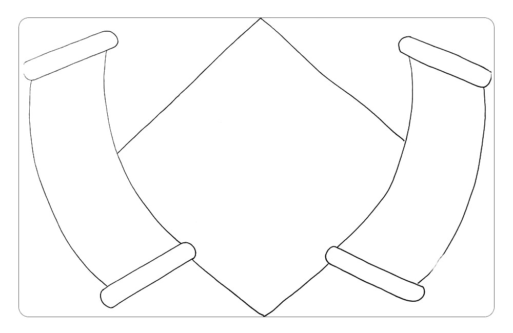 步骤2：在中间部分画一个大大的菱形，注意有前后遮挡关系哦。