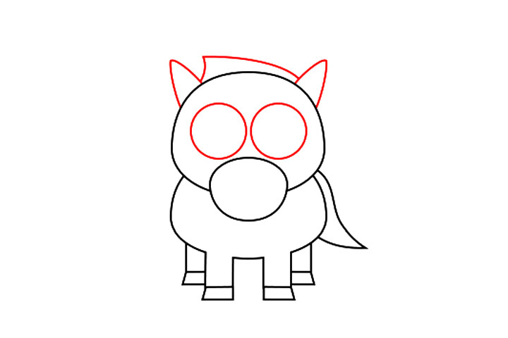 可爱小马简笔画画法步骤-图4