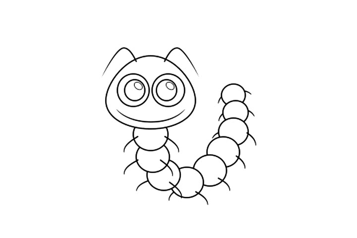可爱毛毛虫简笔画画法步骤-图6
