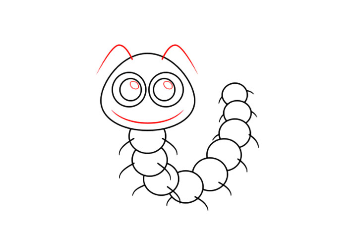 可爱毛毛虫简笔画画法步骤-图5