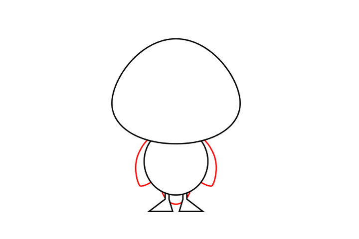 步骤3：然后画身体两边的翅膀。