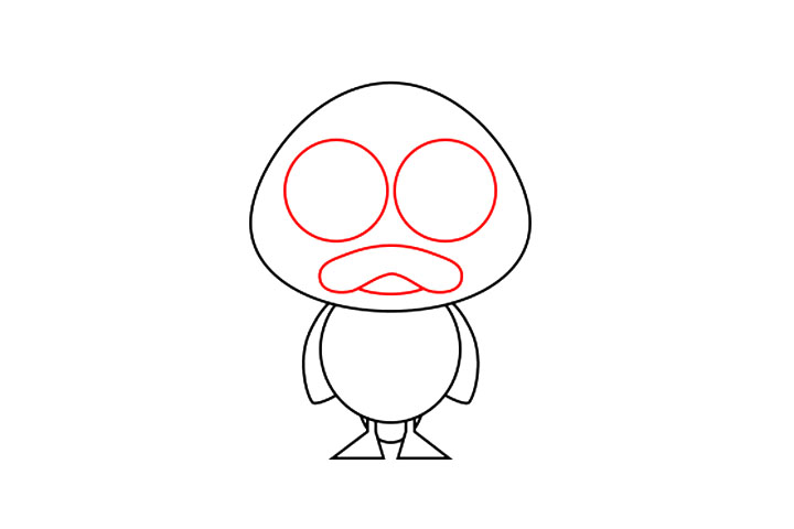 步骤4：开始画眼睛和嘴巴。