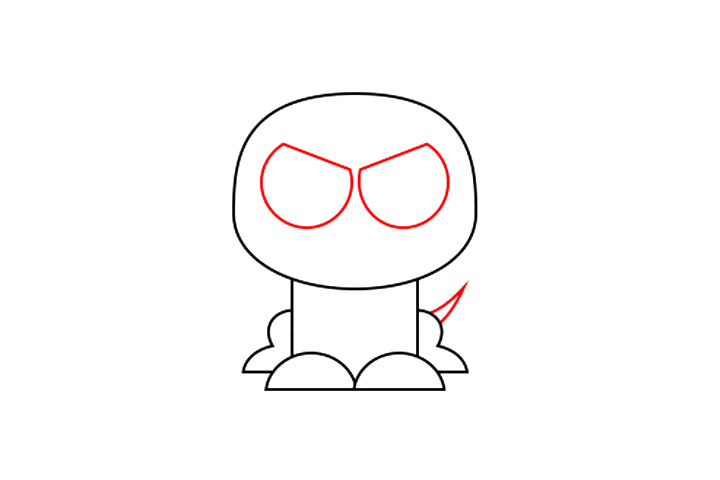 步骤3：开始画眼睛和尾巴。