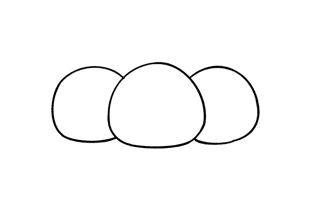 步骤3：画右边的圆，注意有前后遮挡关系哦。