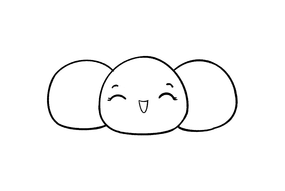 步骤4：然后，给小汤圆画上开心的表情。