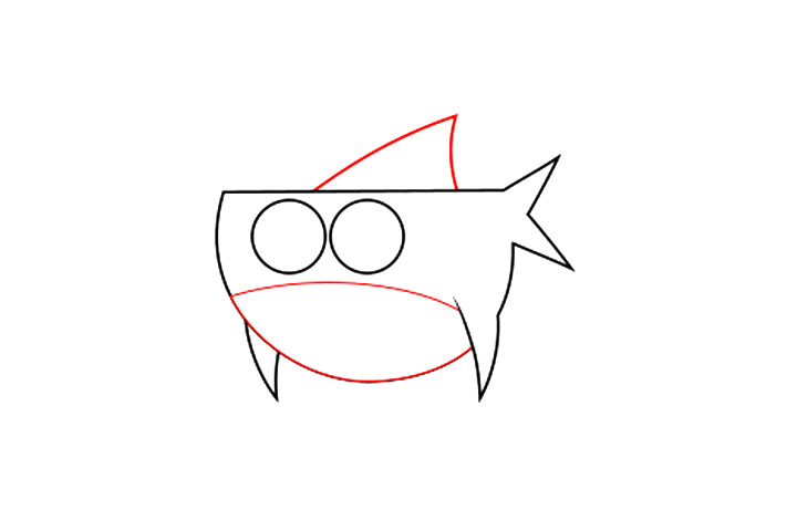 步骤3：勾出肚子的部分和背鳍。